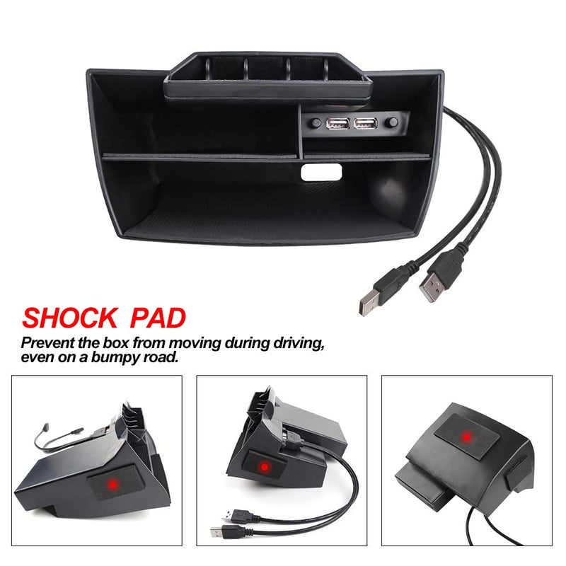 Thenice for 10th Gen Civic Central Console Storage Box Coins Trays Cards Organizer with USB Extension Cable Compatible with Honda Civic 2016 2017 2018 2019 2020 2021 - Image 2